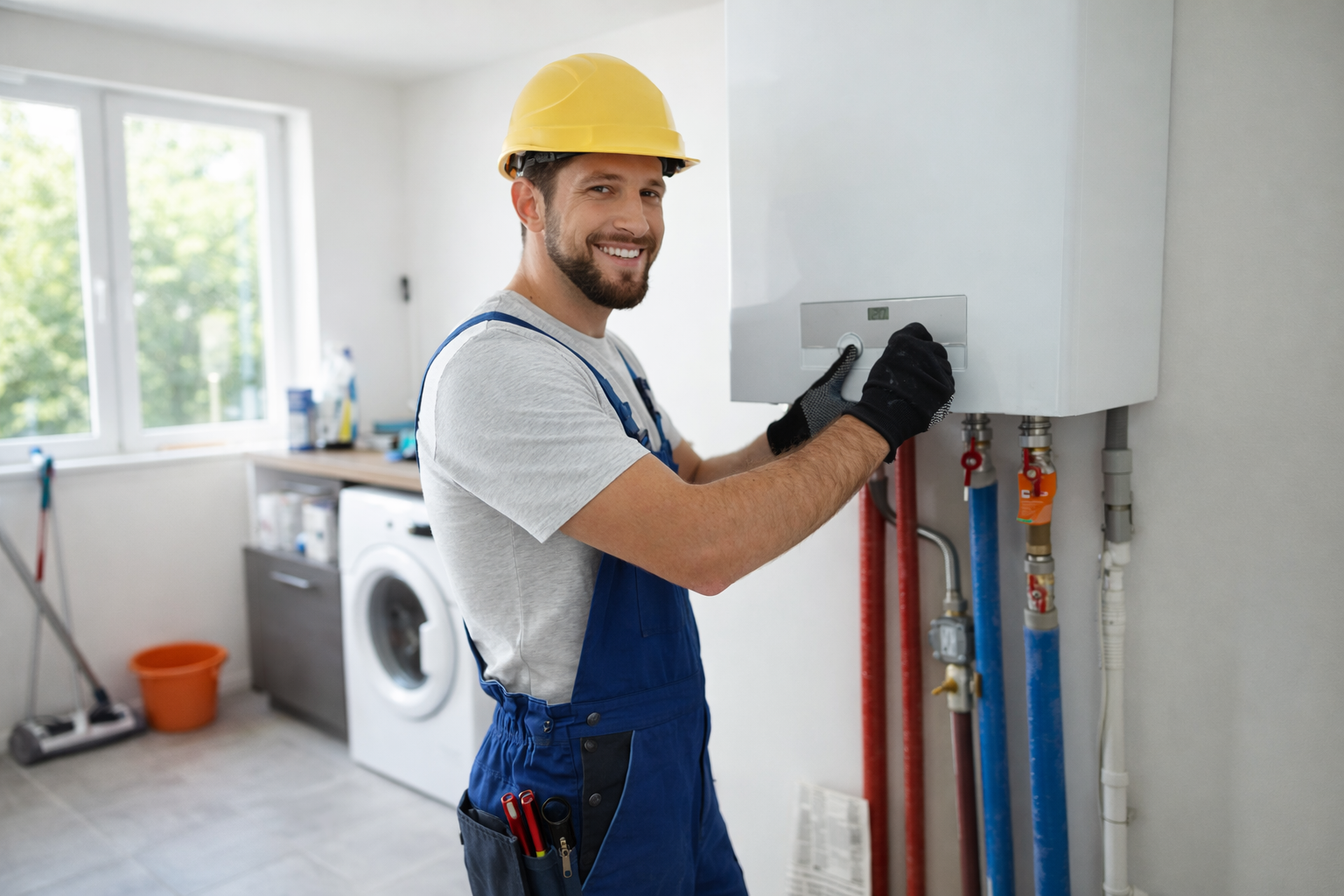 Kombi arıza tespiti yapan teknik servis uzmanı